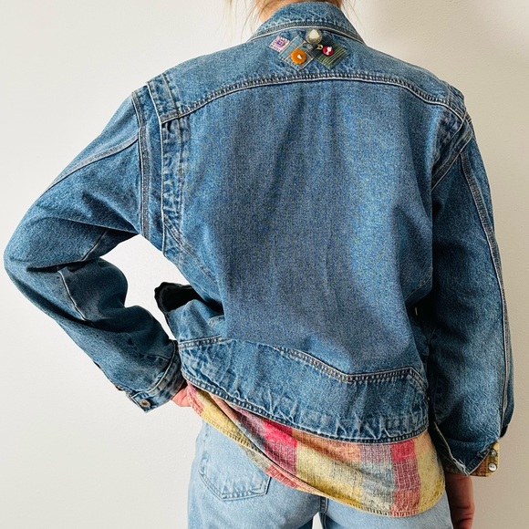 Vintage Industrial rags denim jacket with patches - Picture 8 of 10